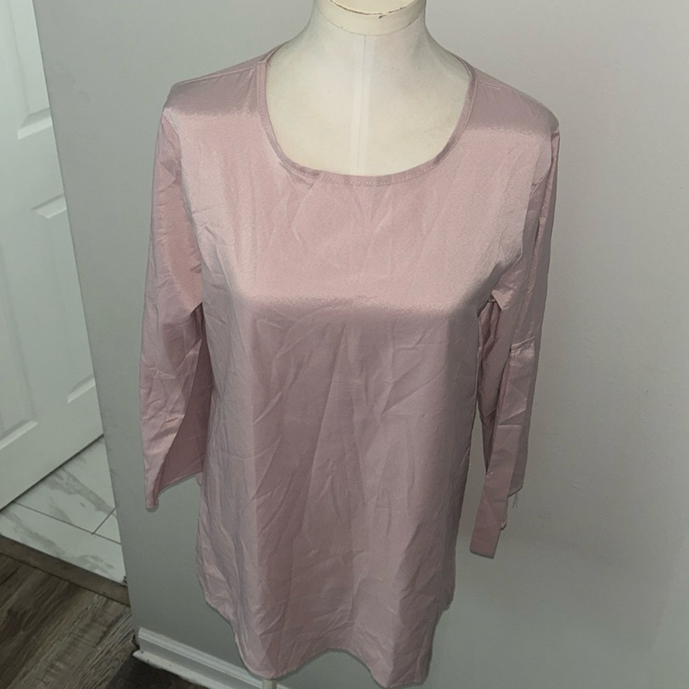 COS Asymmetric Drape Pink Knee Length Cotton Top Blouse